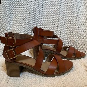 Material Girl Danee Strappy Brown Sandals